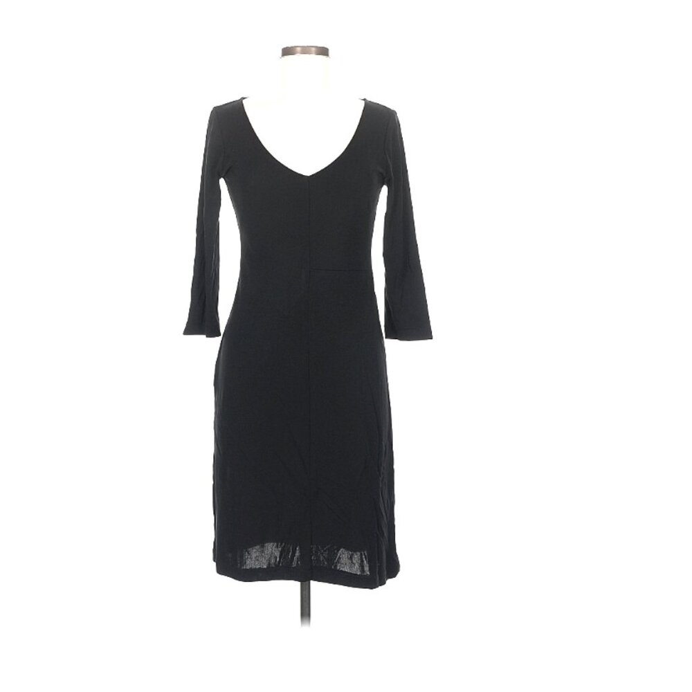 BCBG "Paris" Black 3/4 Sleeve V-Neck Jersey Knit Dress - Size M - Like New